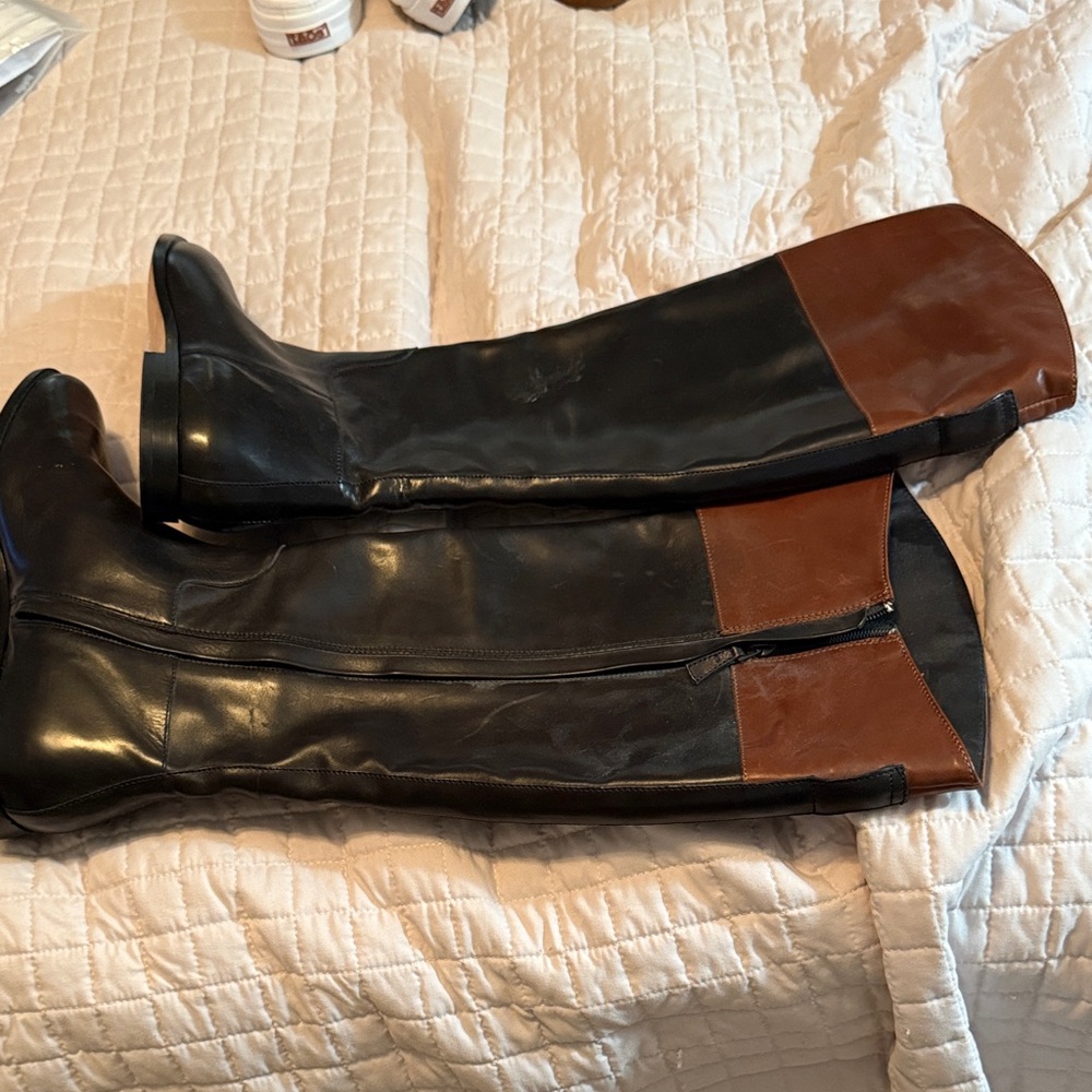 Cole Haan Black and Brown Over the Knee Boots